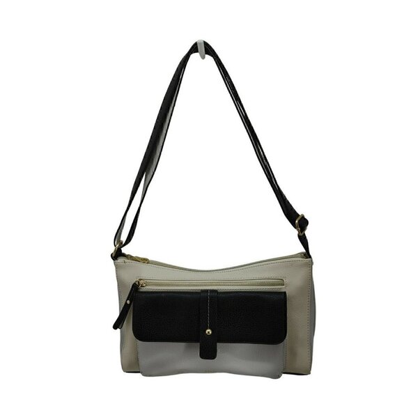 RELIC by FOSSIL Faux Leather Black Gray Ivory Colorblock Messenger Crossbody - Picture 3 of 8